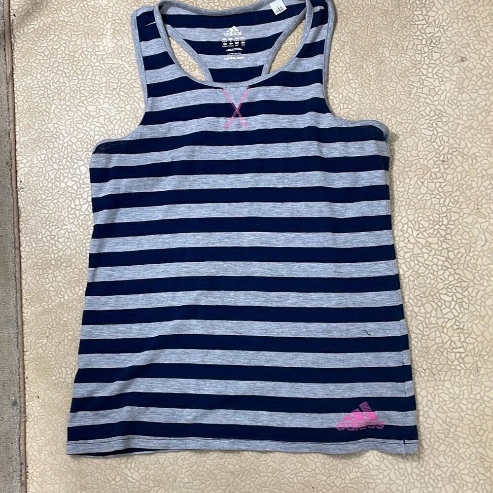 Adidas racer back striped tank top M